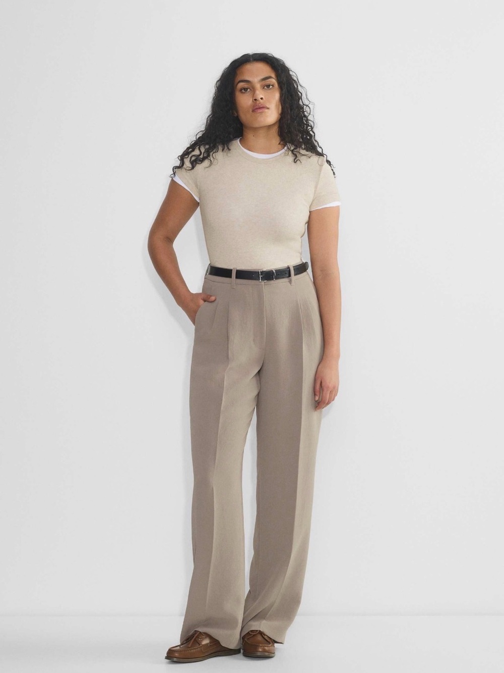 Aritzia The Effortless Pant Curve-Fit Crepette Nomad Taupe Size 12